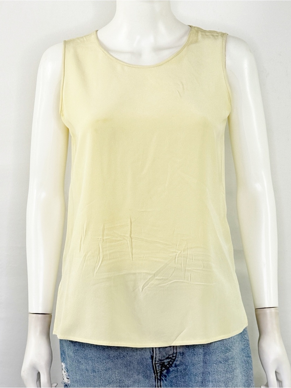 Due Per Due Ivory Cream Tank Top Sleeveless Minimalist Silk Blend Size 4